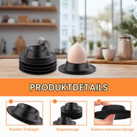 Set suporturi pentru ouă WOUYTPE, 6 bucăți, negru, set de pahare pentru ouă incasabile, cu sistem de îmbinare nut-feder, împotriva rostogolirii și loviturilor 3