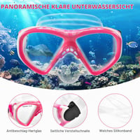 Set Snorkel Copii WOVOKA pentru Vârste între 4-13 Ani, Mască de Scufundări pentru Băieți și Fete, Ochelari de Scufundări HD Anti-Scurgere și Anti-Aburire cu Tub de Snorkel Uscat 4