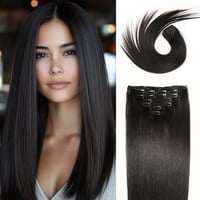 WOWANGEL Clip-In Valódi Hajhosszabbítás 61cm 120g Remy Haj 7 Darab Fekete 1