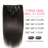 WOWANGEL Clip-In Valódi Hajhosszabbítás 61cm 120g Remy Haj 7 Darab Fekete 2