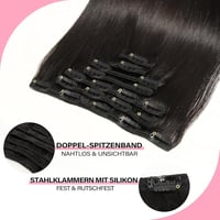 WOWANGEL Clip-In Valódi Hajhosszabbítás 61cm 120g Remy Haj 7 Darab Fekete 3