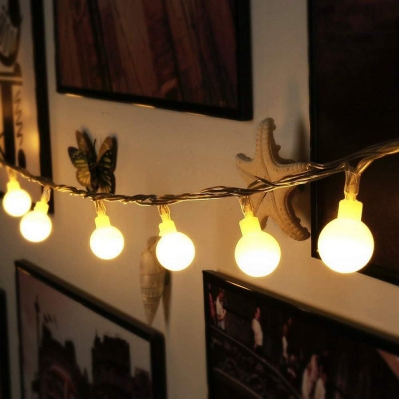 WOWDSGN 100 LED-es gömb fényfüzér 10m, dimmelhető, 8 üzemmód, meleg fehér