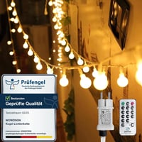 WOWDSGN 100 LED-es gömb fényfüzér 10m, dimmelhető, 8 üzemmód, meleg fehér 1