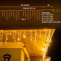 WOWDSGN 15m 660 LED Jégcsap Fényfüzér Kültéri Időzítővel, 8 Mód, IP44 Vízálló 2