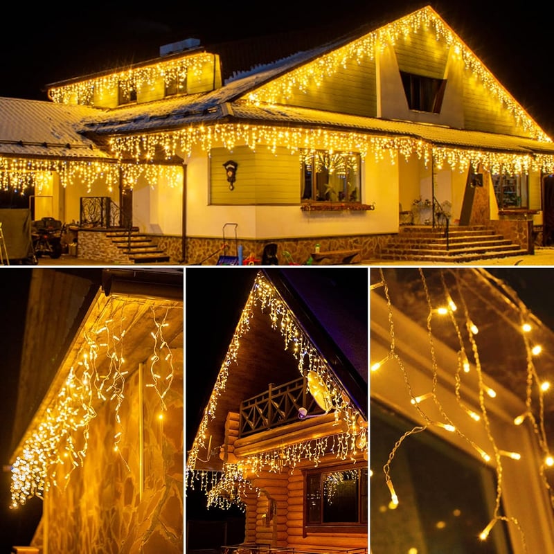 WOWDSGN 25m 1100 LED jégcsap fényfüzér kültéri, időzítővel, 8 üzemmód, IP44 vízálló