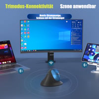 Ergonomická vertikálna myš Wowssyo, 3 režimy pripojenia: Bluetooth 5.2, 2,4 G, káblová, nabíjateľná, 1200 – 9600 DPI, 6 tlačidiel, pre PC a Mac, červená 5