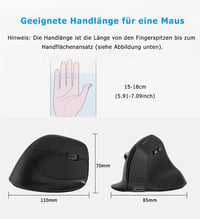Ergonomická vertikálna myš Wowssyo, 3 režimy pripojenia: Bluetooth 5.2, 2,4 G, káblová, nabíjateľná, 1200 – 9600 DPI, 6 tlačidiel, pre PC a Mac, červená 7
