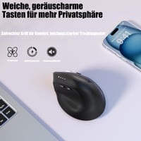 Ergonomická vertikálna myš Wowssyo, 3 režimy pripojenia: Bluetooth 5.2, 2,4 G, káblová, nabíjateľná, 1200 – 9600 DPI, 6 tlačidiel, pre PC a Mac, červená 9