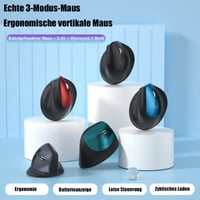 Ergonomická vertikálna myš Wowssyo, 3 režimy pripojenia: Bluetooth 5.2, 2,4 G, káblová, nabíjateľná, 1200 – 9600 DPI, 6 tlačidiel, pre PC a Mac, červená 8