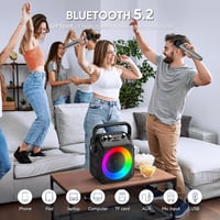 Wowstar Karaoke készlet 2 mikrofonnal, hordozható Bluetooth hangszóró színes fényekkel, TF/USB FM AUX, TWS felnőtteknek és gyerekeknek 2