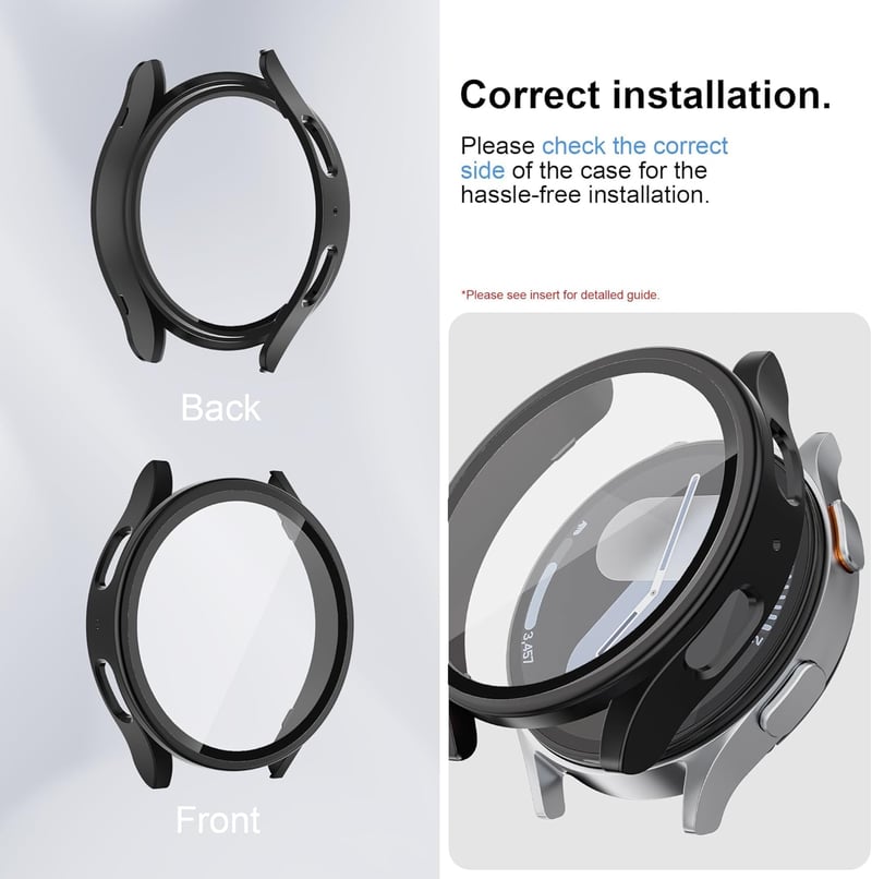 Wowstrap Samsung Galaxy Watch 7 44mm képernyővédő fólia 3db csomag - Galaxy Watch 7 44mm, 02-Clear/Silver/Black