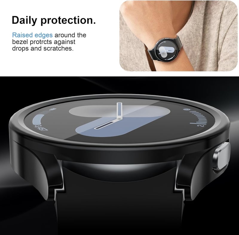 Wowstrap Samsung Galaxy Watch 7 44mm képernyővédő fólia 3db csomag - Galaxy Watch 7 44mm, 02-Clear/Silver/Black