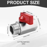 WPPQWP mini gömbcsap 1/2", DN15, szénacél, gyöngynikkel bevonat - 2 db 2