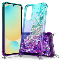 Kryt na Samsung Galaxy A56 WQRTYJK s remienkom na zápästie, modro-fialové ochranné puzdro so stojanom 4