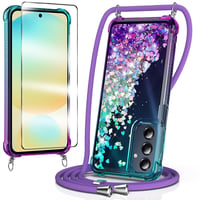 Kryt na Samsung Galaxy A56 WQRTYJK s remienkom na zápästie, modro-fialové ochranné puzdro so stojanom 1