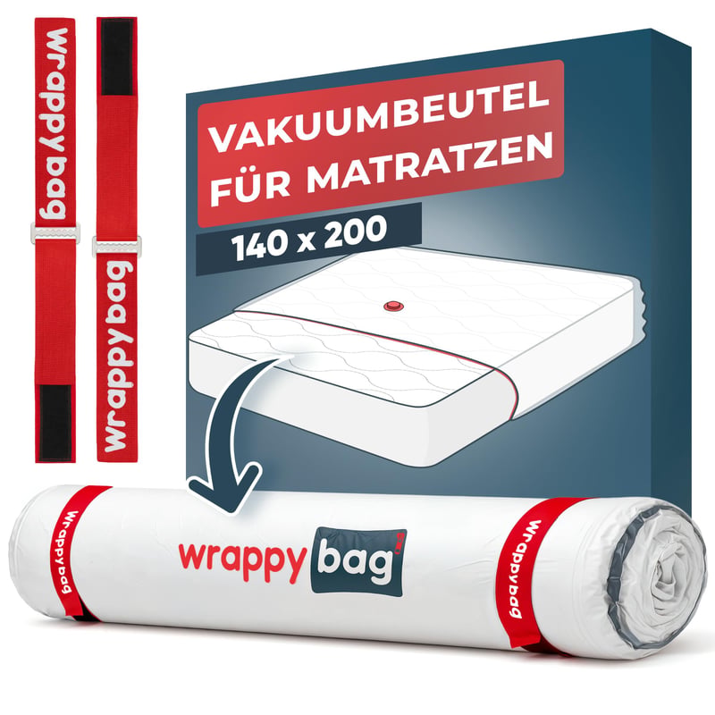 Vákuové vrece na matrac Wrappybag 140x200 cm - Vzduchotesný obal na matrac na sťahovanie a skladovanie, kompatibilný so všetkými vysávačmi