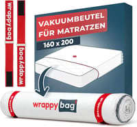 Sac de vidat Wrappybag pentru saltele 160 x 200 cm, husă etanșă pentru mutare și depozitare, compatibil cu orice aspirator 1