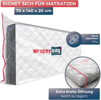 Wrappybag Vízálló Matracvédő Huzat - Költöztetéshez és Tároláshoz - Szakadásálló Műanyag Védőzsák Cipzárral - 5 Méretben (70 x 140 cm) 2
