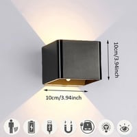 WRMING Punjiva zidna svjetiljka sa senzorom pokreta, 5W, 3000mAh, 2 komada, crna, bežična noćna svjetiljka za stepenice i hodnike s USB punjenjem, 3000K topla bijela 9