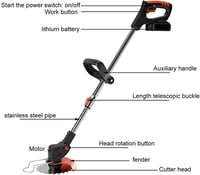 Wrneaoch 24V akkumulátoros fűszegélynyíró 15 cm vágásszélességgel, 90°-os fejjel 2