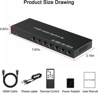 Wrugste HDMI Switch 7 Be 1 Ki Elosztó Távirányítóval, 4K 60Hz HDR Támogatás PS4/5 Xbox Fire Stick Roku Konzolokhoz 6