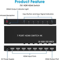 Wrugste HDMI Switch 7 Be 1 Ki Elosztó Távirányítóval, 4K 60Hz HDR Támogatás PS4/5 Xbox Fire Stick Roku Konzolokhoz 3