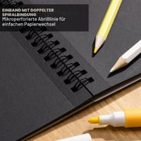 Skicár WSICSE A4, čierny papier, 50 listov, 160 g/m², špirálová väzba, skicár bez obsahu kyselín na farebné ceruzky, kriedy a metalické fixky 4