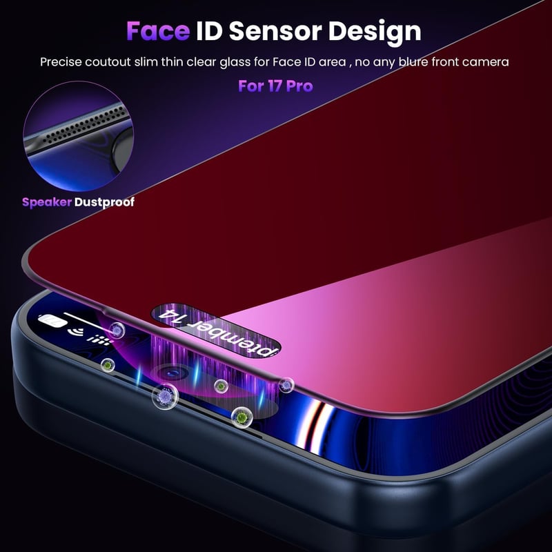 WSKEN iPhone 16 Pro Edzett Üveg Képernyővédő Kék Fény Szűrő Privacy - iPhone 17/iPhone 16 Pro, Anti-blue light privacy colourful