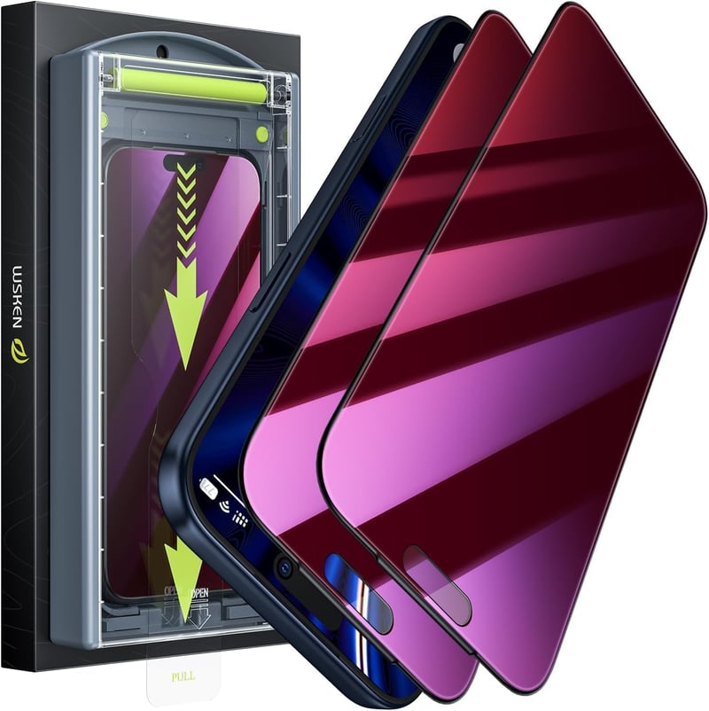 WSKEN iPhone 16 Pro Edzett Üveg Képernyővédő Kék Fény Szűrő Privacy - iPhone 17/iPhone 16 Pro, Anti-blue light privacy colourful