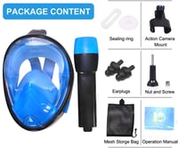 Mască de scufundări integrală cu snorkel, câmp vizual de 180°, anti-aburire, anti-scurgere, compatibilă cu camere sport, pentru adulți și copii 6