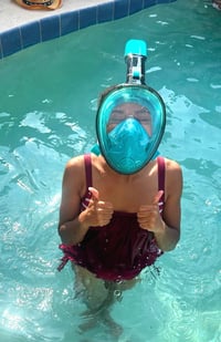 Mască de scufundări integrală cu snorkel, câmp vizual de 180°, anti-aburire, anti-scurgere, compatibilă cu camere sport, pentru adulți și copii 2