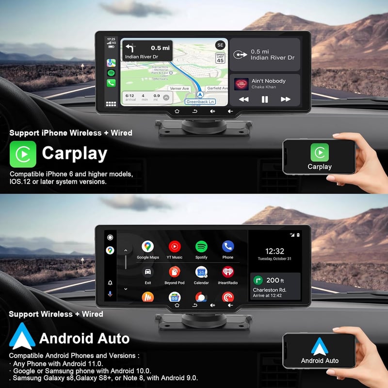 WSRADIOKITS 10.26" CarPlay Autórádió Apple CarPlay Android Auto GPS Bluetooth Érintőképernyő