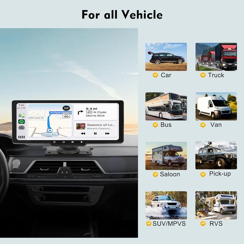 WSRADIOKITS 10.26" CarPlay Autórádió Apple CarPlay Android Auto GPS Bluetooth Érintőképernyő