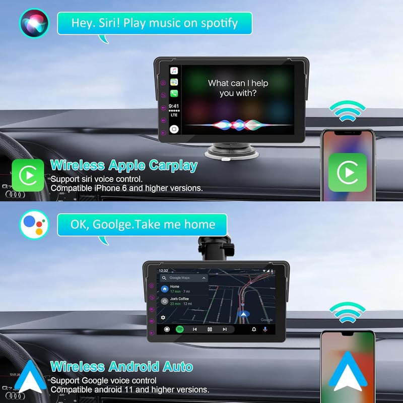 WSRADIOKITS Wireless Apple CarPlay Android autórádió érintőképernyős multimédia lejátszó GPS navigáció