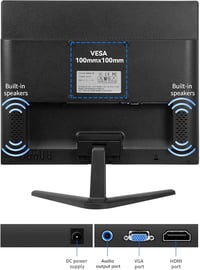 Wstirhy 17 Inch LED Monitor HDMI VGA 1280x1024 Beépített Hangszóróval - black 4