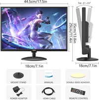 Wstirhy 19" LED Monitor HDMI VGA USB 1366x768 Beépített Hangszóróval 7