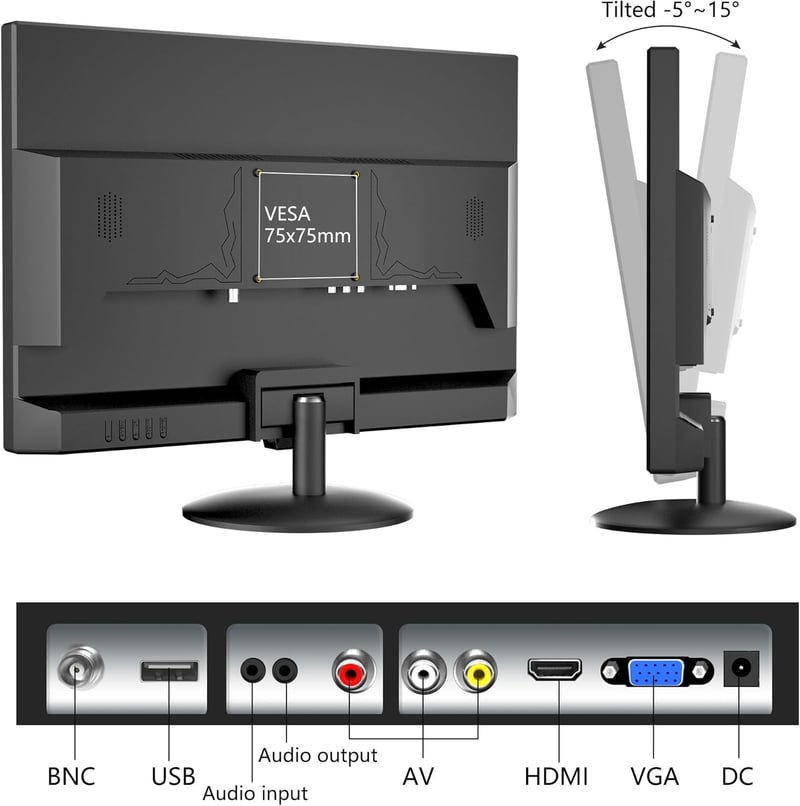 Wstirhy 19" LED Monitor HDMI VGA USB 1366x768 Beépített Hangszóróval