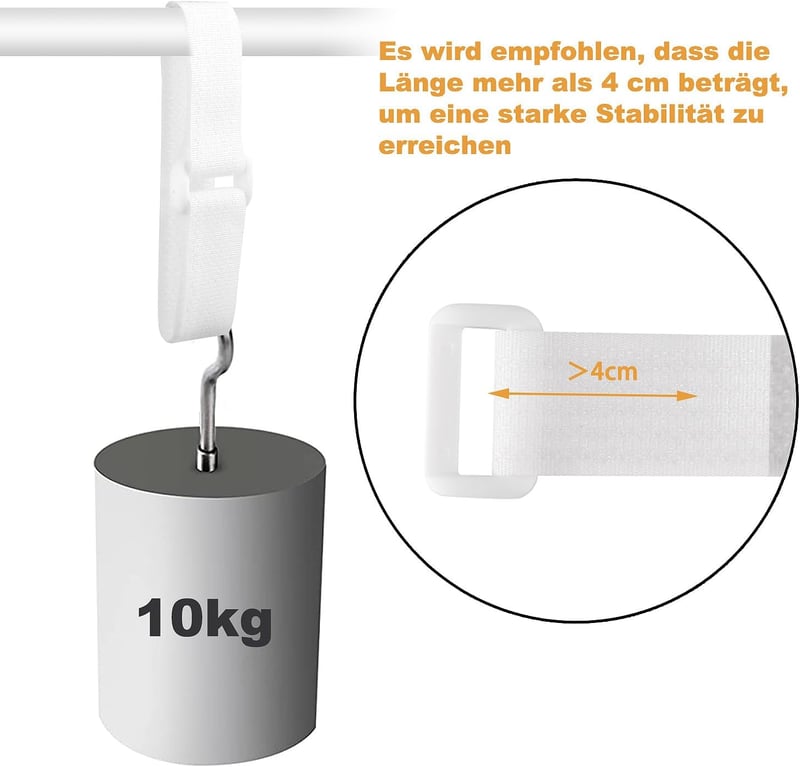 WSZJINB 10 m x 2 cm fehér tépőzáras kábelrögzítő szalag 50 csattal, vágásra méretre igazítható, újra felhasználható kábelkötegelő
