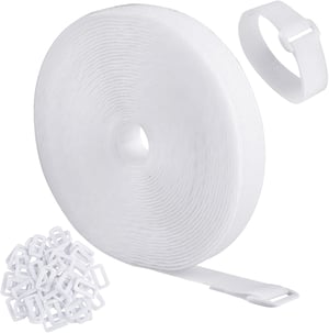 WSZJINB suchý zips na uchytenie káblov s 50 prackami – biely – 10 m × 2 cm