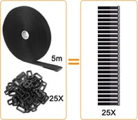 WSZJINB 5m x 2cm Tépőzár Szalag 25 Csattal, Fekete Kábel Rendszerező 5