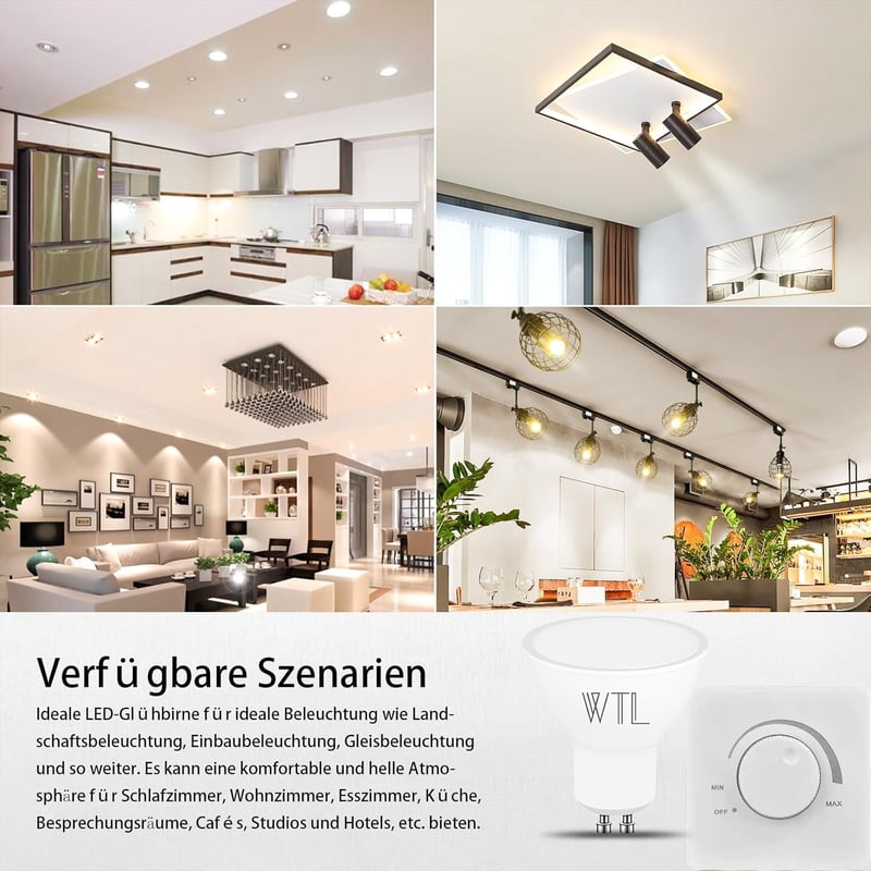 WTL GU10 LED izzó 7W 2700K dimmelhető 600 lm meleg fehér 10 db