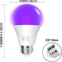 WTL UV LED izzó E27 9W fekete lámpa 4db szett 3