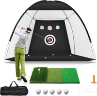 WUDLEP Golf Edzőhálózat 10x7ft Tri-Turf Szőnyeggel, Ütéspálya Szett Labdákkal és Tárcsákkal 1