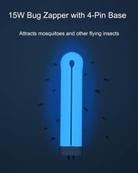WUEAOA 15W UV csere izzó rovarcsapda 4-tüskés foglalat U alakú fehér 2