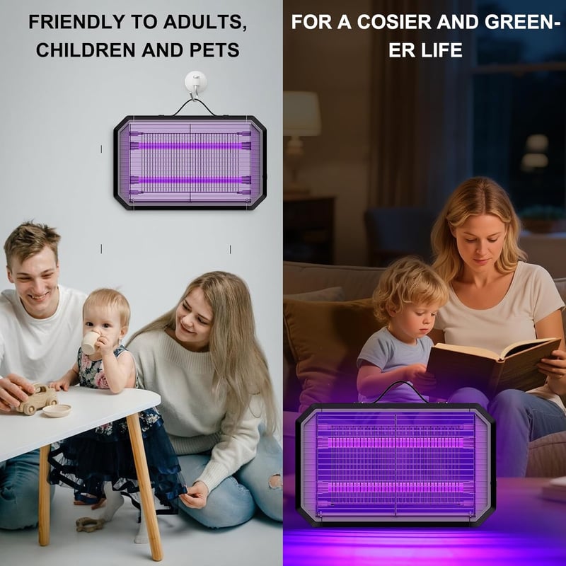 WUEAOA 2x5W UV LED elektromos rovarcsapda 4200V fali lámpa szúnyog- és légyfogó IPX4