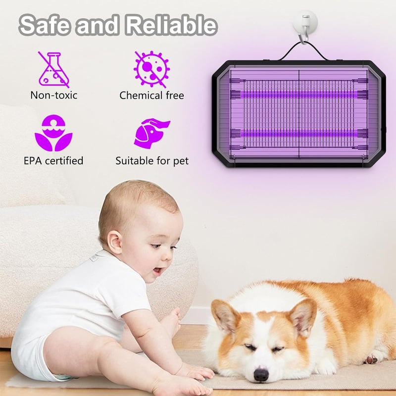 WUEAOA 2x5W UV LED elektromos rovarcsapda 4200V fali lámpa szúnyog- és légyfogó IPX4