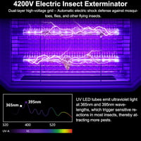 WUEAOA 2x5W UV LED elektromos rovarcsapda 4200V fali lámpa szúnyog- és légyfogó IPX4 2