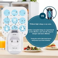 WUEAOA Elektromos Rovarcsapda UV+LED Fénnyel - Beltéri Légycsapda Gyümölcslegyek Ellen, Ragadós Lapokkal, Éjszakai Fény Funkcióval - Fehér 3