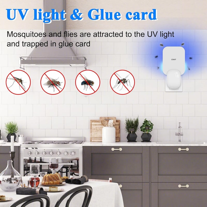 WUEAOA UV LED Rovarcsapda Szúnyogcsapda 2db Ragacsos Lapokkal