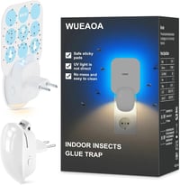 WUEAOA Elektromos Rovarcsapda UV+LED Fénnyel - Beltéri Légycsapda Gyümölcslegyek Ellen, Ragadós Lapokkal, Éjszakai Fény Funkcióval - Fehér 1